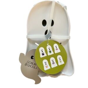Goblin & Ghoul! Ghost Shaped Melamine Appetizer Plates. 6 piece set! Halloween!